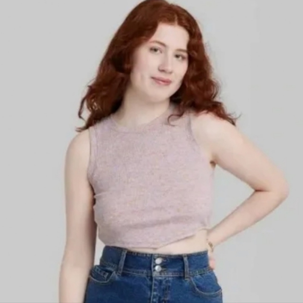 NWT Wild Fable Women's Open Back Tank Top Spacedye Blue/Orange Size Medium